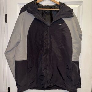 HUF hooded jacket T1-KCUF L Black Gray Men’s Windbreaker Y2K Jacket RN 114910
